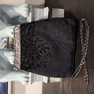 Preston & York vintage black beaded evening bag